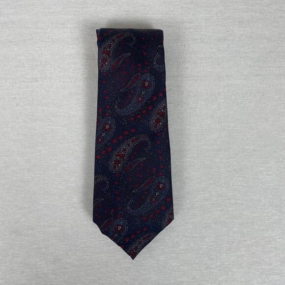 Vintage DON LOPER Beverly Hills 100% Silk Necktie Navy Blue - Picture 2 of 5